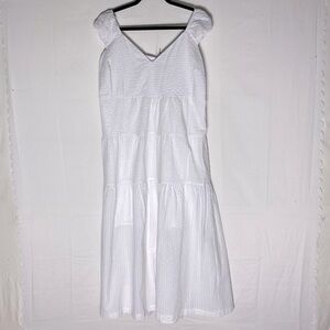 Old Navy White Seersucker Tiered Maxi Dress Summer Dress XL